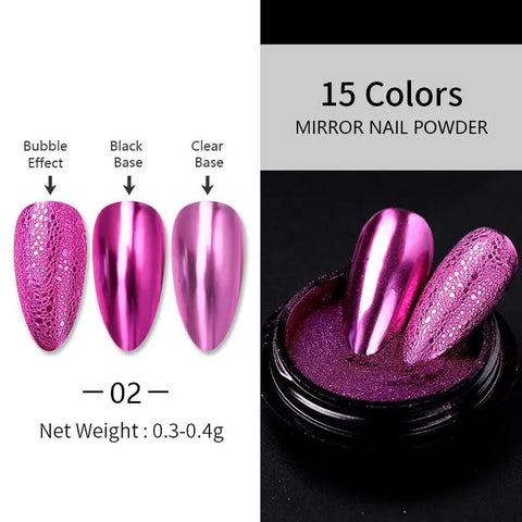 Super-Bright Metallic Nail Powder - Gold Silver Mirror Pigment