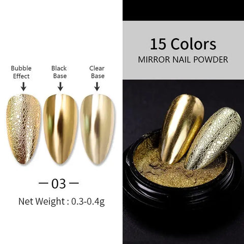 Super-Bright Metallic Nail Powder - Gold Silver Mirror Pigment