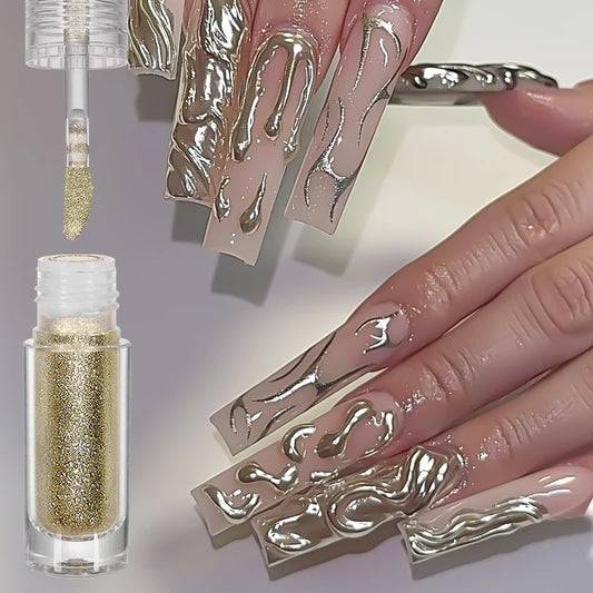 Super-Bright Metallic Nail Powder - Gold Silver Mirror Pigment