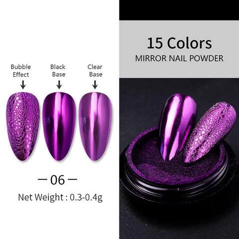 Super-Bright Metallic Nail Powder - Gold Silver Mirror Pigment