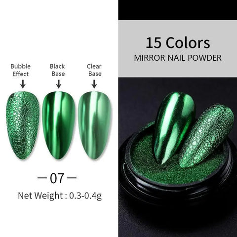 Super-Bright Metallic Nail Powder - Gold Silver Mirror Pigment