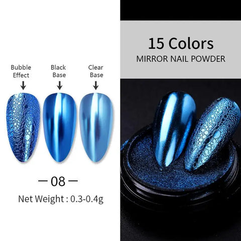 Super-Bright Metallic Nail Powder - Gold Silver Mirror Pigment