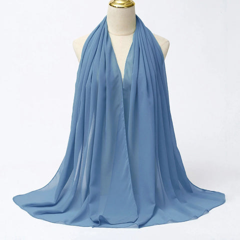 Elegant Muslim Chiffon Hijab Scarf - Lightweight Long Solid Color Head Wrap for Women