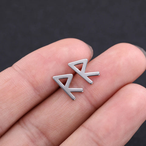 Skyrim Nordic Runes Letter Earring Amulet - Stainless Steel Stud Jewelry for Women and Girls