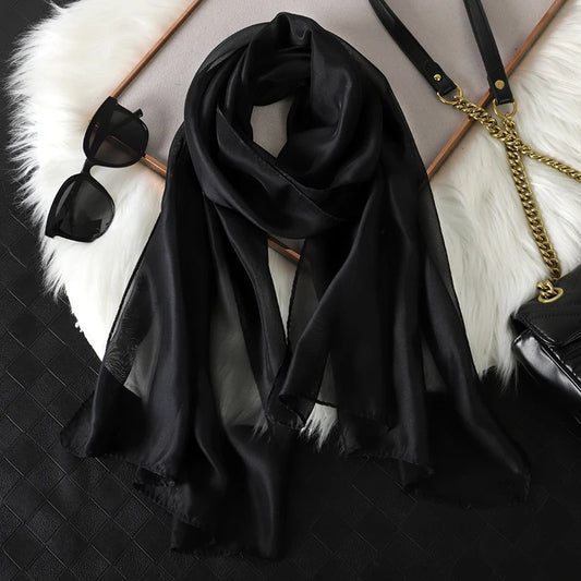 2023 Summer Women Solid Color Beach Scarf & Headband