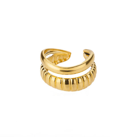 Classic Twist Chain Open Rings for Women - Zircon Stainless Steel Geometric Couple Ring
