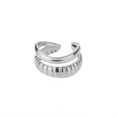 Classic Twist Chain Open Rings for Women - Zircon Stainless Steel Geometric Couple Ring