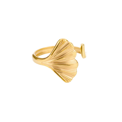 Minimalist Texture Stainless Steel Geometric Rings for Women - Gold Color Opening Couple Ring for Aesthetic Weddings and Christmas Jewelry