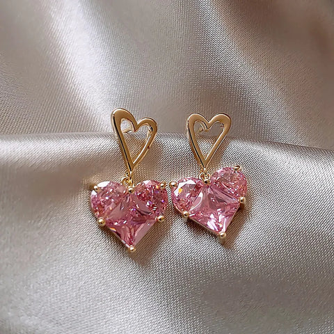 2025 New Korean Shiny Zircon Bow Earrings for Women - Sweet Elegant Gold Colour Jewelry