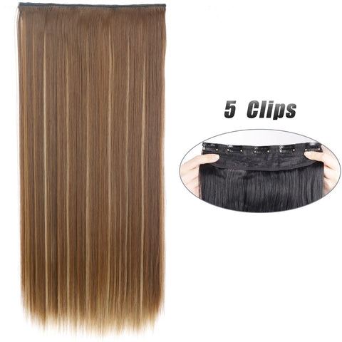 Synthetic 5 Clip In Hair Extensions 80CM - Long Straight Hairpiece