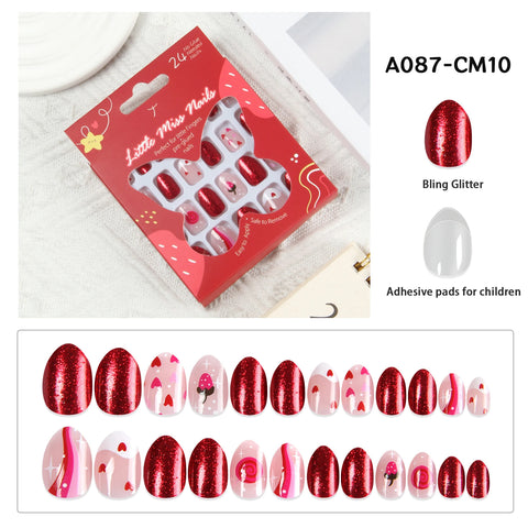 24 Pcs Children Cute Fake Nails