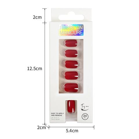 Short Full Press on Nails Set - 24 Pcs