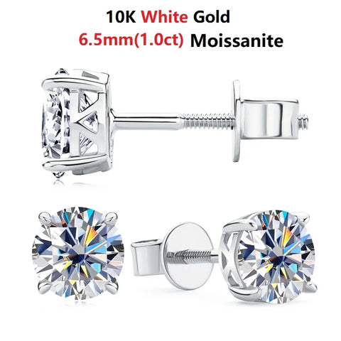 IOGOU 14K Gold Moissanite Stud Earrings – 6mm Screw Back Unisex Design