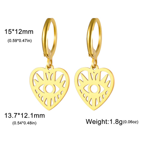 Skyrim Fashion Women Girls Stainless Steel Earrings - Heart Cross Flower Turtle Sun Pendant Hoop Earrings Jewelry Gift Wholesale