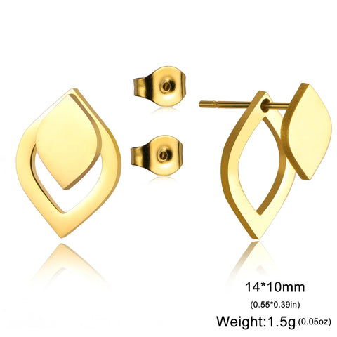 Skyrim Geometric Stainless Steel Gold Color Stud Earrings for Women