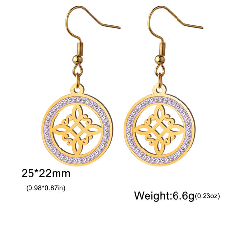 Skyrim Witch Knot Drop Earrings - Stainless Steel Amulet with Clear Zircon Pendant | Unique Witchcraft Jewelry for Valentine’s Day
