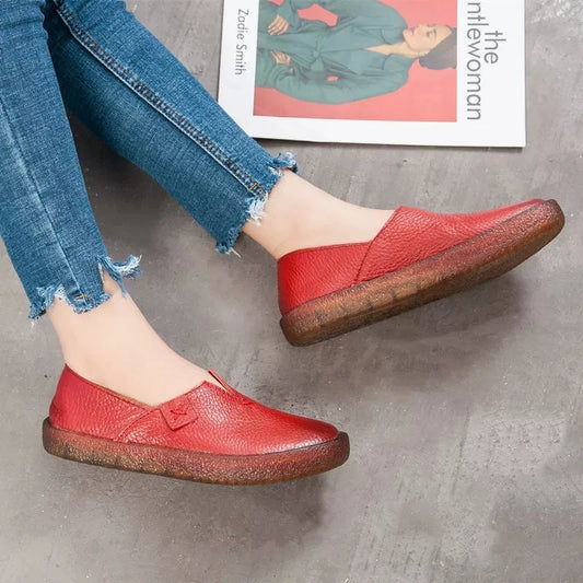 WOIZGIC Women Retro Leather Flats Loafers