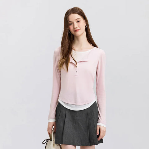 Semir T-shirt met lange mouwen voor dames - Stijlvol contrastontwerp 