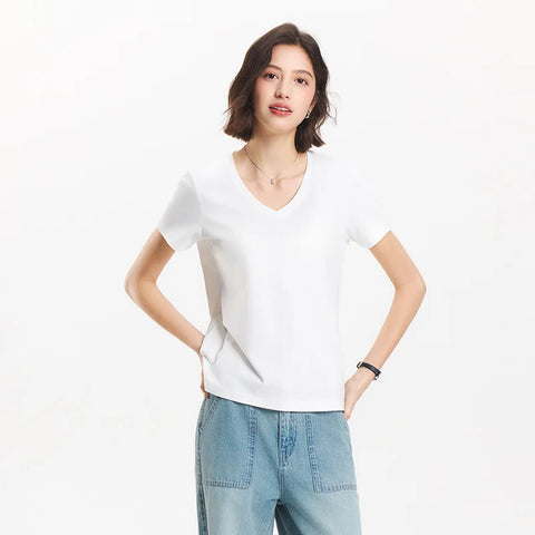 Semir Women's V Neck Moisture Wicking T-Shirt