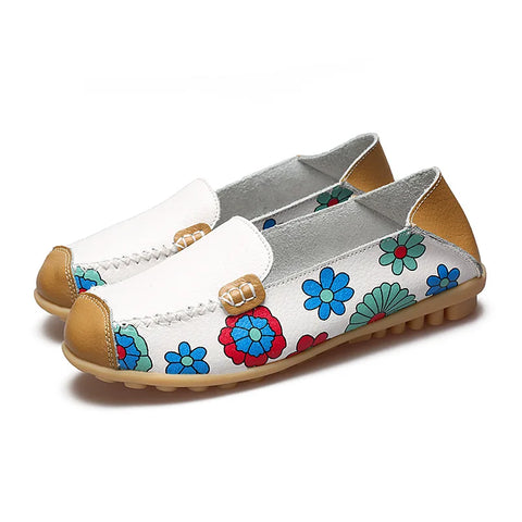 WOIZGIC Ladies Genuine Leather Flats for Spring & Autumn