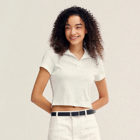 Senma Dames 2024 Zomer Slim Gebreid Poloshirt 