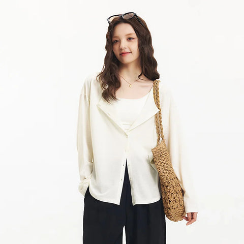 Semir Long Sleeve T-Shirt Women U Neck Cardigan