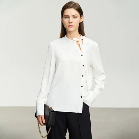 AMII Minimalism Chiffon Women Blouse 2024