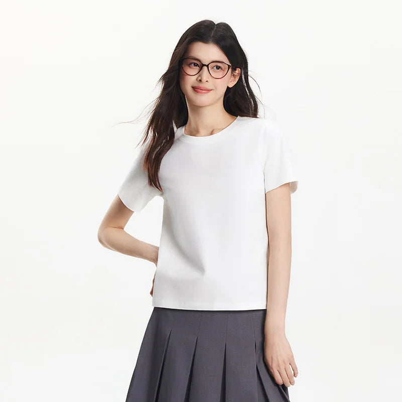 Semir Dames Basic Effen Kleur Slim-Fit T-shirt 