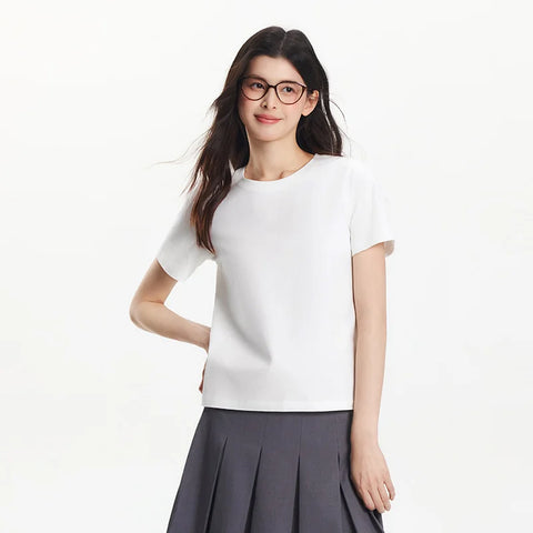 Semir Dames Basic Effen Kleur Slim-Fit T-shirt 