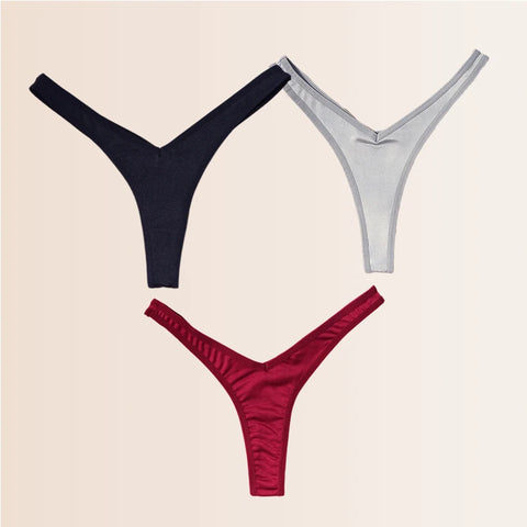 Seamless Thongs Solid Thong Panties for Women - Soft Silk Tangas