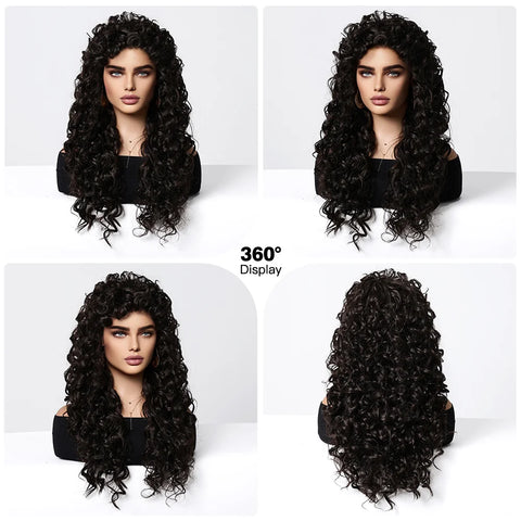 EASIHAIR Curly Synthetic Wig - Natural Platinum Blonde Long Silky Deep Water Wave for Women