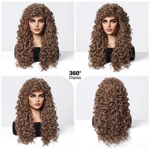 EASIHAIR Curly Synthetic Wig - Natural Platinum Blonde Long Silky Deep Water Wave for Women