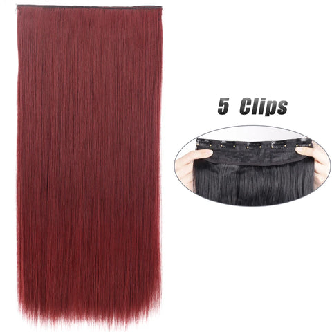 Synthetic 5 Clip In Hair Extensions 80CM - Long Straight Hairpiece