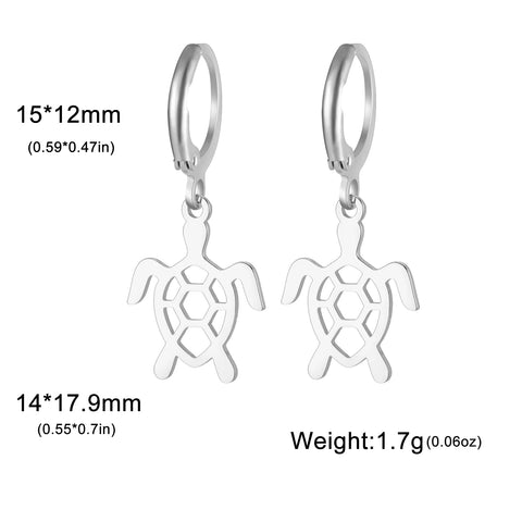 Skyrim Fashion Women Girls Stainless Steel Earrings - Heart Cross Flower Turtle Sun Pendant Hoop Earrings Jewelry Gift Wholesale