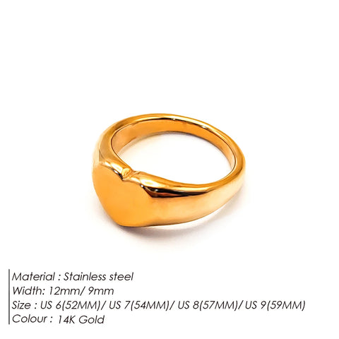 eManco Stainless Steel Punk Style Minimalist Round Ring - Gold Plated Women's Ring for Parties and Festivals