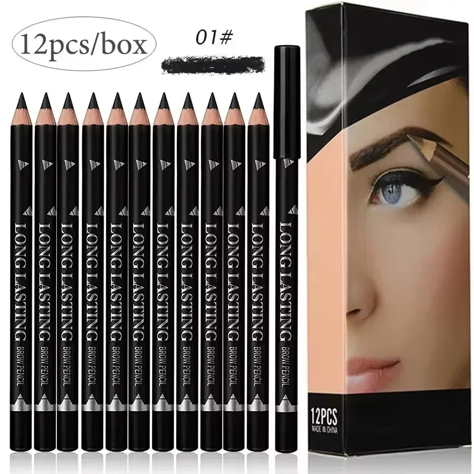 Waterproof Eyebrow Pencil Set – 6/12 Pcs Natural Black Brown