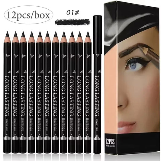 Waterproof Eyebrow Pencil Set – 6/12 Pcs Natural Black Brown