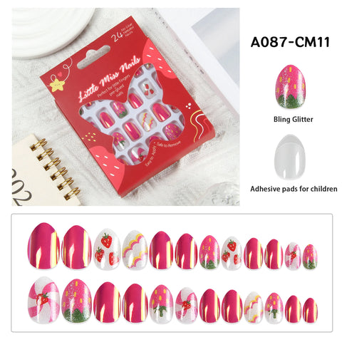 24 Pcs Children Cute Fake Nails