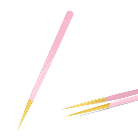 Pink Stainless Steel Eyelash Tweezers