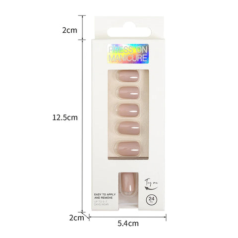 Short Full Press on Nails Set - 24 Pcs