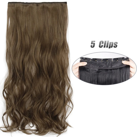 Long Wavy 5 Clip In Hair Extensions - Black Blonde Mix
