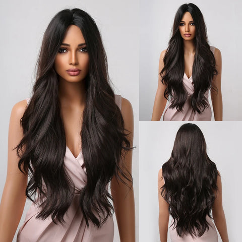 DropShipping EASIHAIR Long Blonde Ombre Synthetic Wigs for Women - Wavy High Density Cosplay Wig