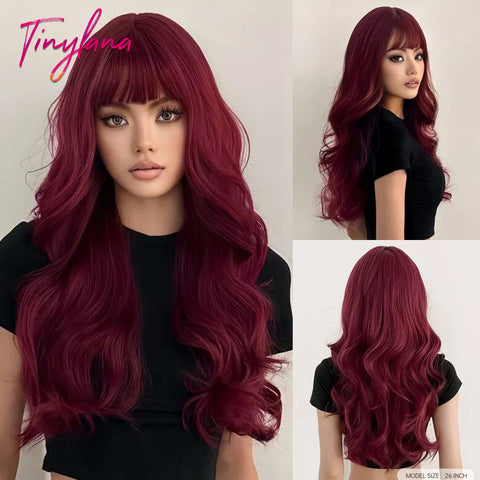 Light Pink Long Wavy Cosplay Synthetic Hair Wig with Bangs - Perfect for Halloween and Daily Wear