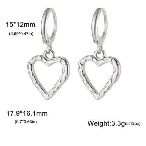 Skyrim Gold Color Stainless Steel Women's Heart Starfish Sun Pendant Hoop Earrings - Fashion Jewelry Gift