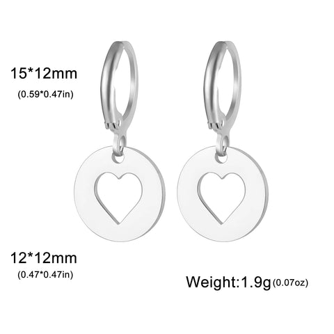 Skyrim Fashion Women Girls Stainless Steel Earrings - Heart Cross Flower Turtle Sun Pendant Hoop Earrings Jewelry Gift Wholesale