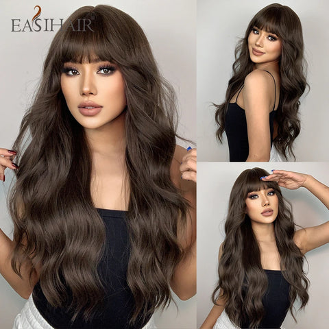 DropShipping EASIHAIR Long Blonde Ombre Synthetic Wigs for Women - Wavy High Density Cosplay Wig