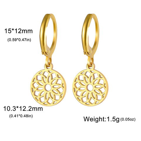 Skyrim Fashion Women Girls Stainless Steel Earrings - Heart Cross Flower Turtle Sun Pendant Hoop Earrings Jewelry Gift Wholesale