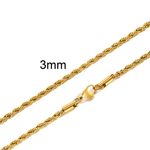 Minimalist Twist Rope Chain Necklace for Men & Women - Stylish Stainless Steel Jewelry in Gold, Silver, and Black