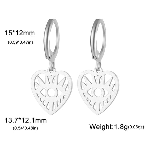 Skyrim Fashion Women Girls Stainless Steel Earrings - Heart Cross Flower Turtle Sun Pendant Hoop Earrings Jewelry Gift Wholesale