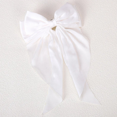 Meisjes lange grote strik drijvende satijnen clips achterhoofd haarspeld - elegante haaraccessoires